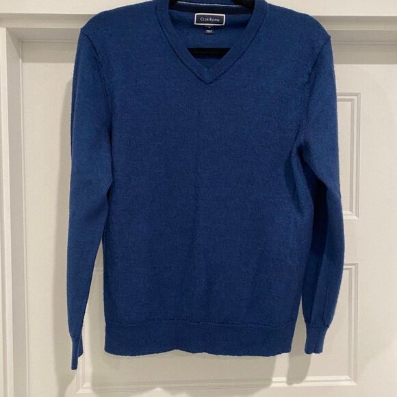 Club Room Men's Size Small Wool Blend V-Neck Royal Blue Pullover Sweater - Picture 6 of 6